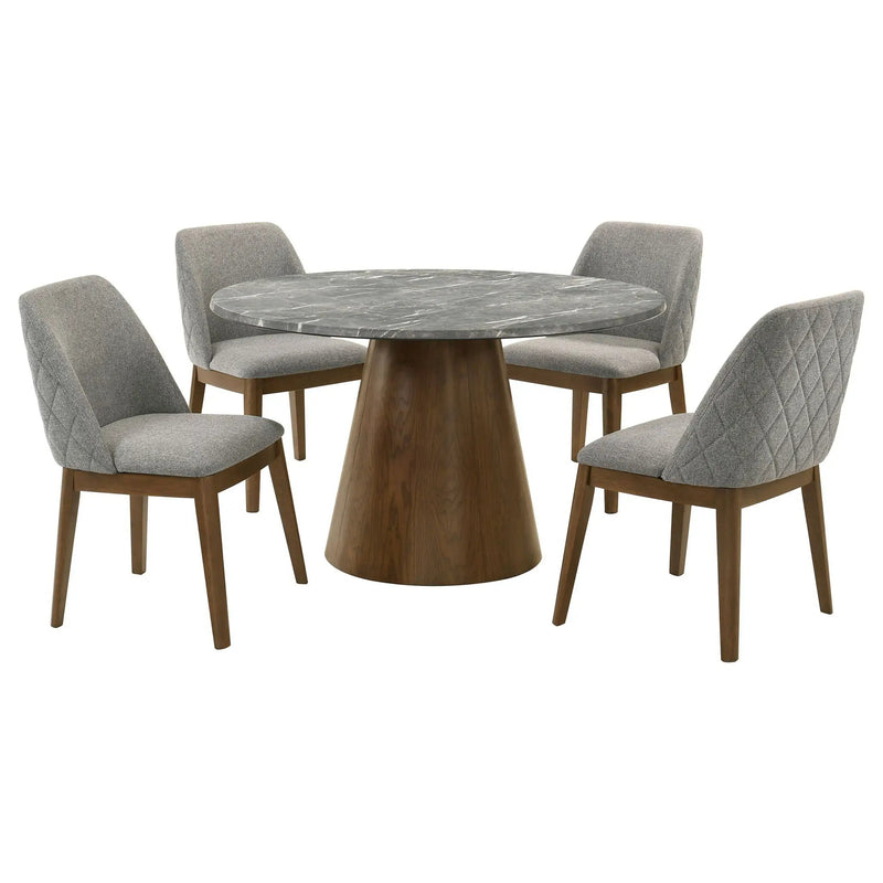 Franklin 5-piece 50-inch Round Dining Table Set Grey and Dark Oak by Unique Piece Furniture
