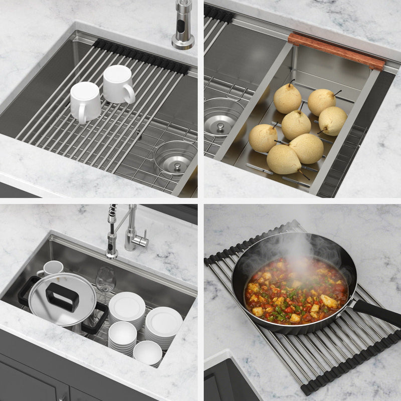 Undermount Workstation Kitchen Sink Stainless Steel Single Bowl by HouseOfZazla