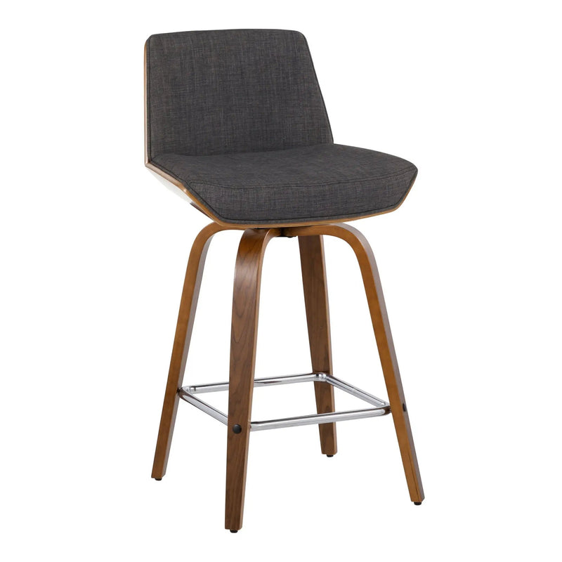 Corazza - Mid Century Modern Fixed Height Counter Stool With Swivel And Square Footrest (Set of 2) by HouseOfZazla