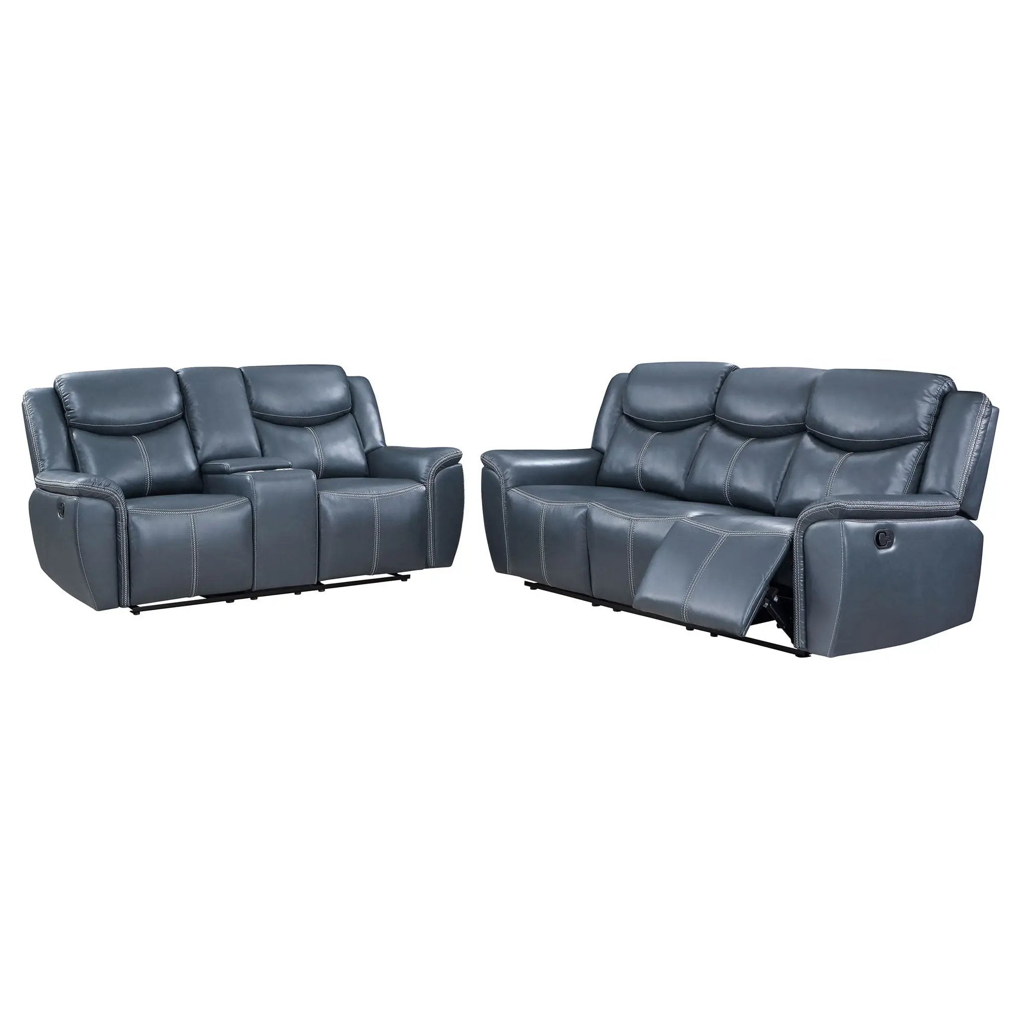 Sloane 2-piece Upholstered Reclining Sofa Set Blue by Unique Piece Furniture