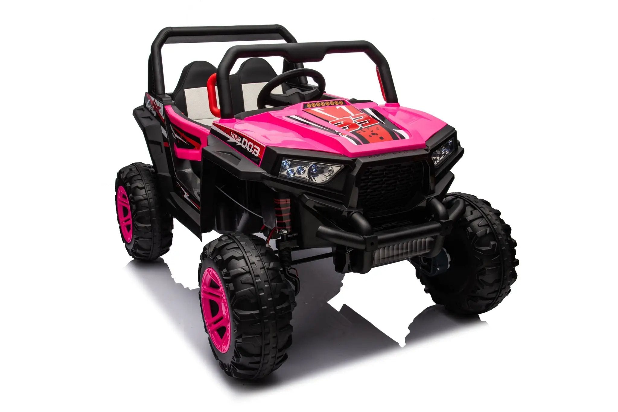 12V7A*1 30W*4 Four-Wheel Drive Seat One Button Start, Forward And Backward, High And Low Speed, Music, Front Light, Power Display, Two Doors Can Open, 2.4G R / C, Seat Belt Four Wheel Absorber by HouseOfZazla
