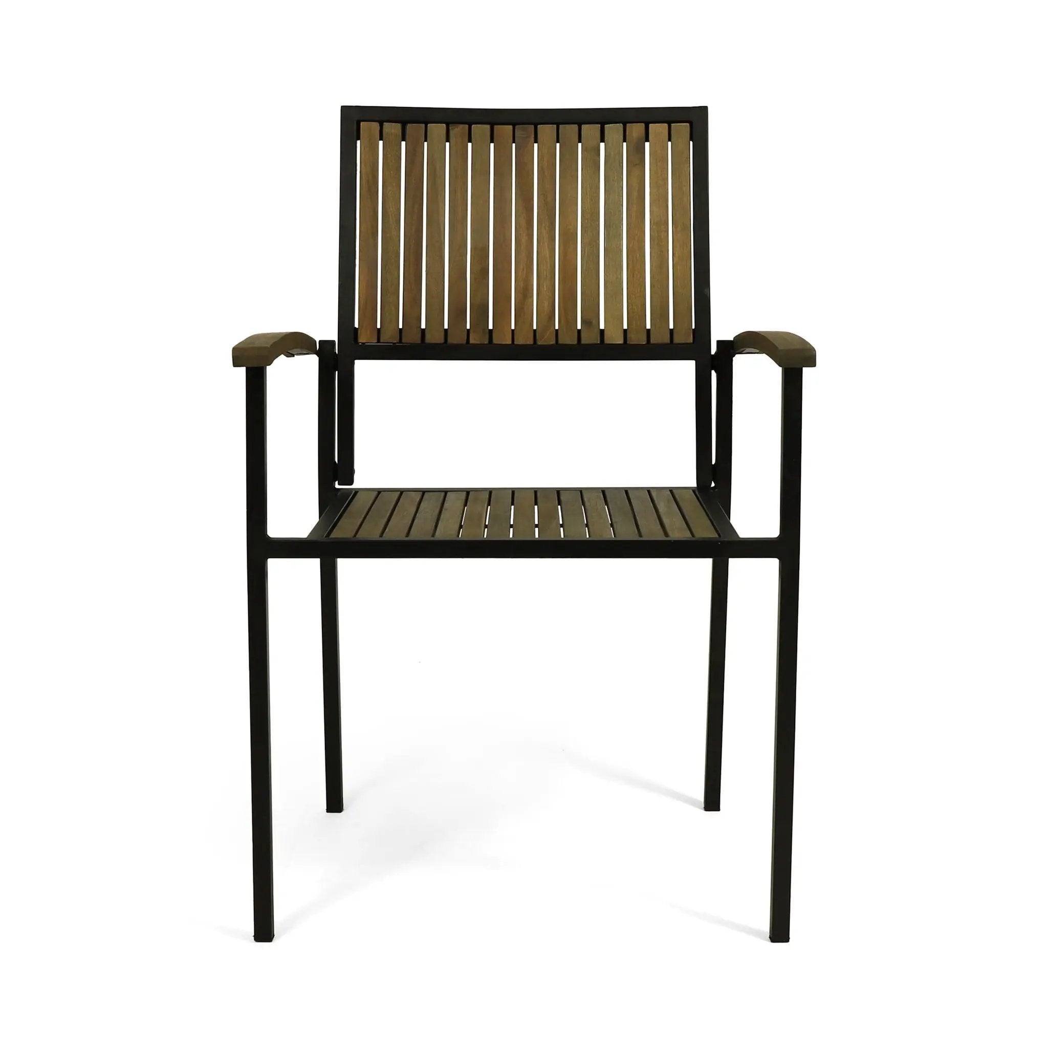 Vermilion Outdoor Dining Chair With Vertical Slat And Wooden Arm by HouseOfZazla