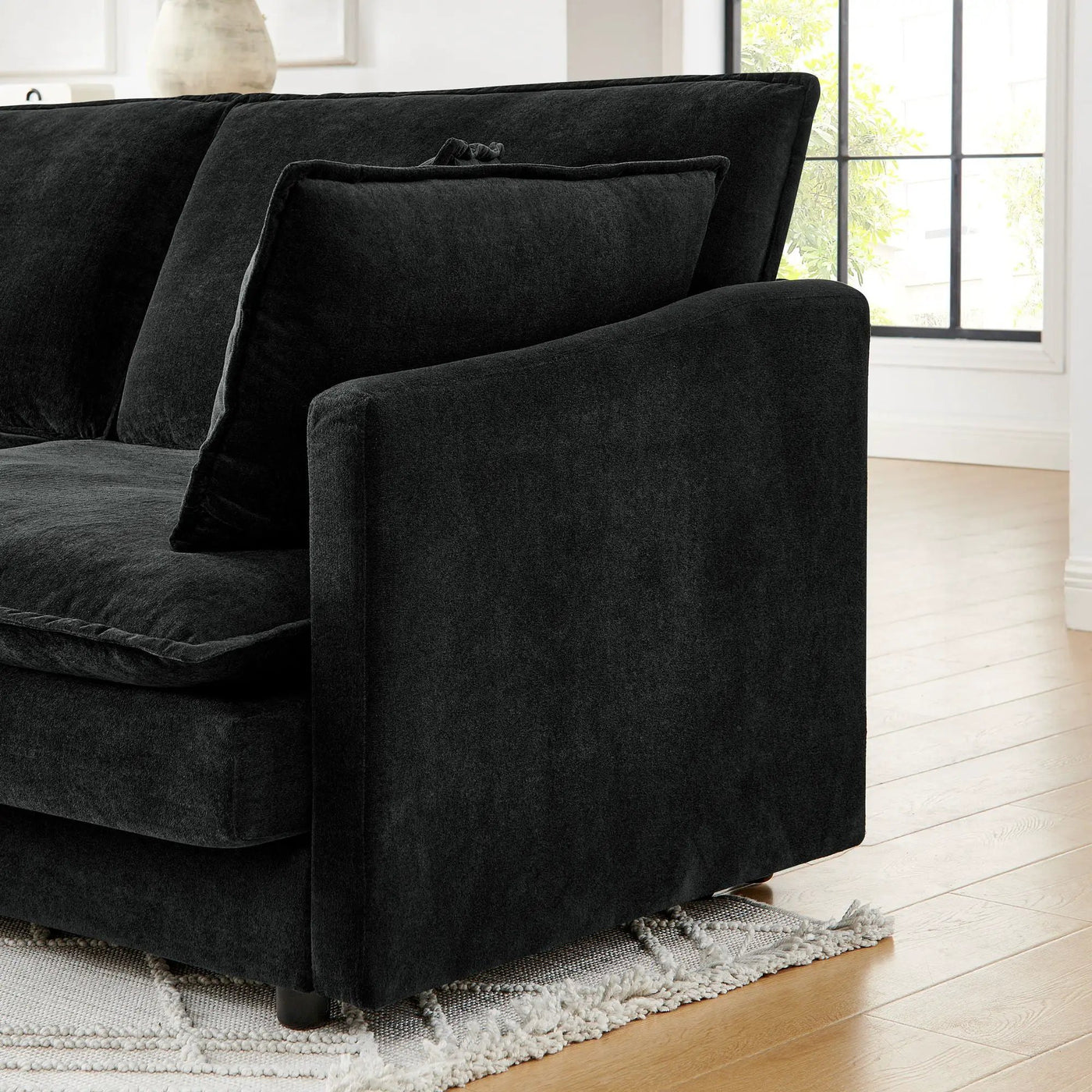 L-Shaped Sectional Sofa With Ottoman, Convertible 4 Seater Couch by Unique Piece Furniture