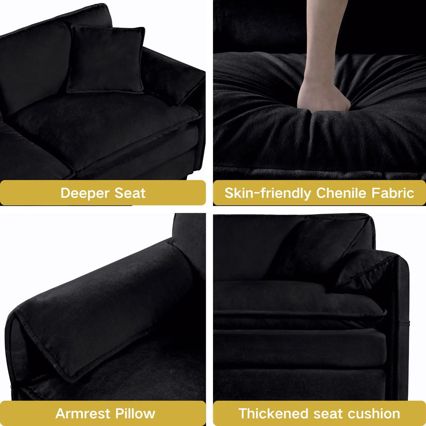 Modern Comfy Deep Seat Modular Sectional Sofa Cloud Couch With Ottoman by HouseOfZazla