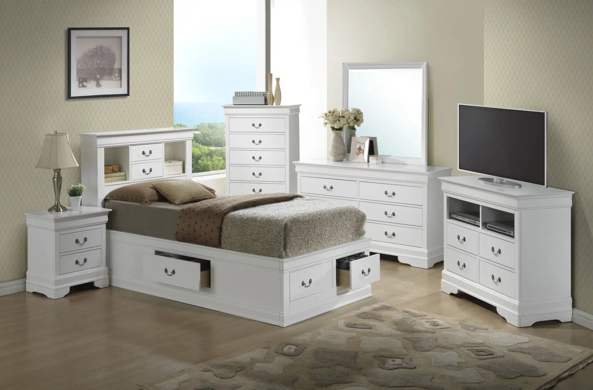 Traditional Style Bookcase Storage Bed by Unique Piece Furniture