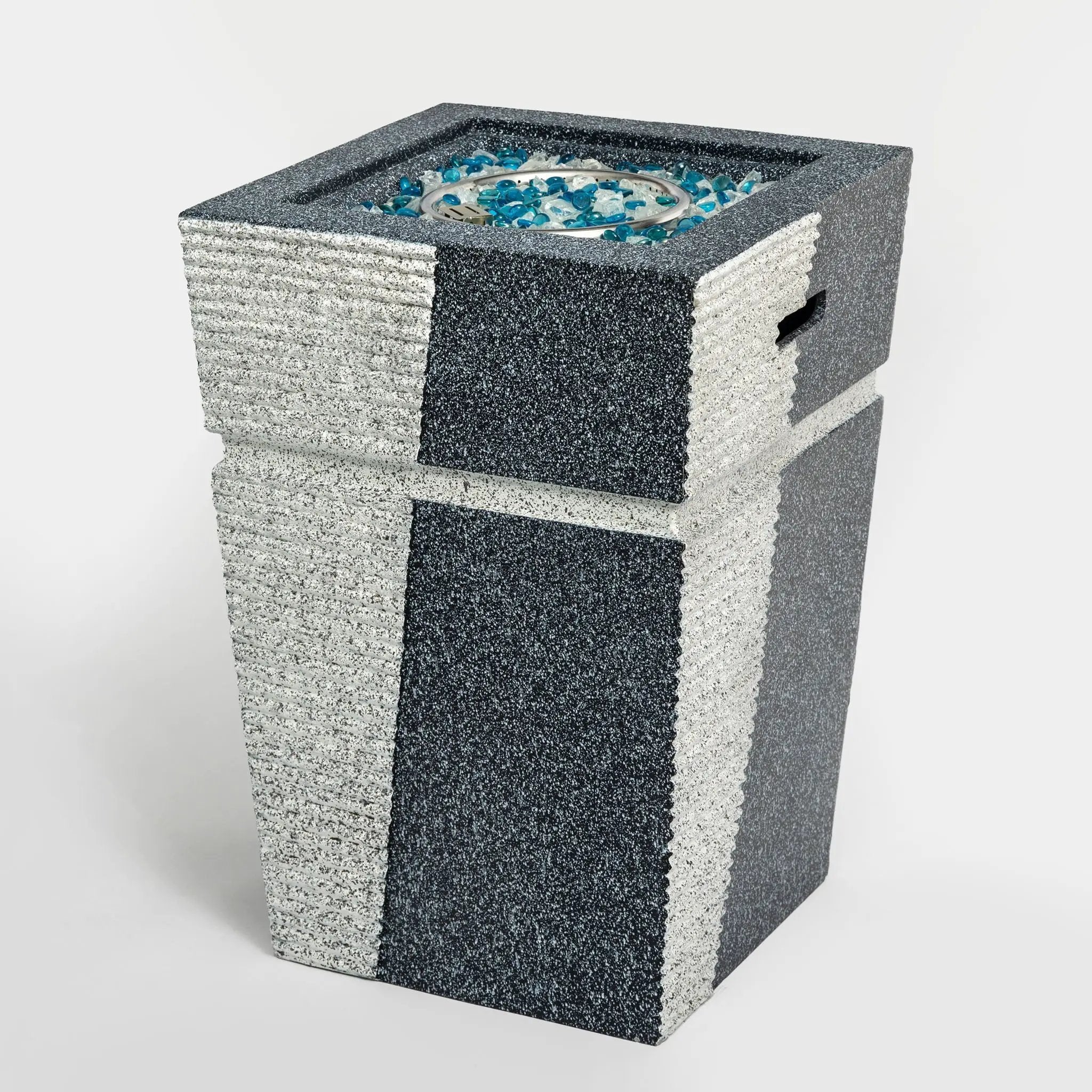 Propane, Gas 50000 Btu Square Fire Pit Table For Outside - Light Gray Blue by HouseOfZazla