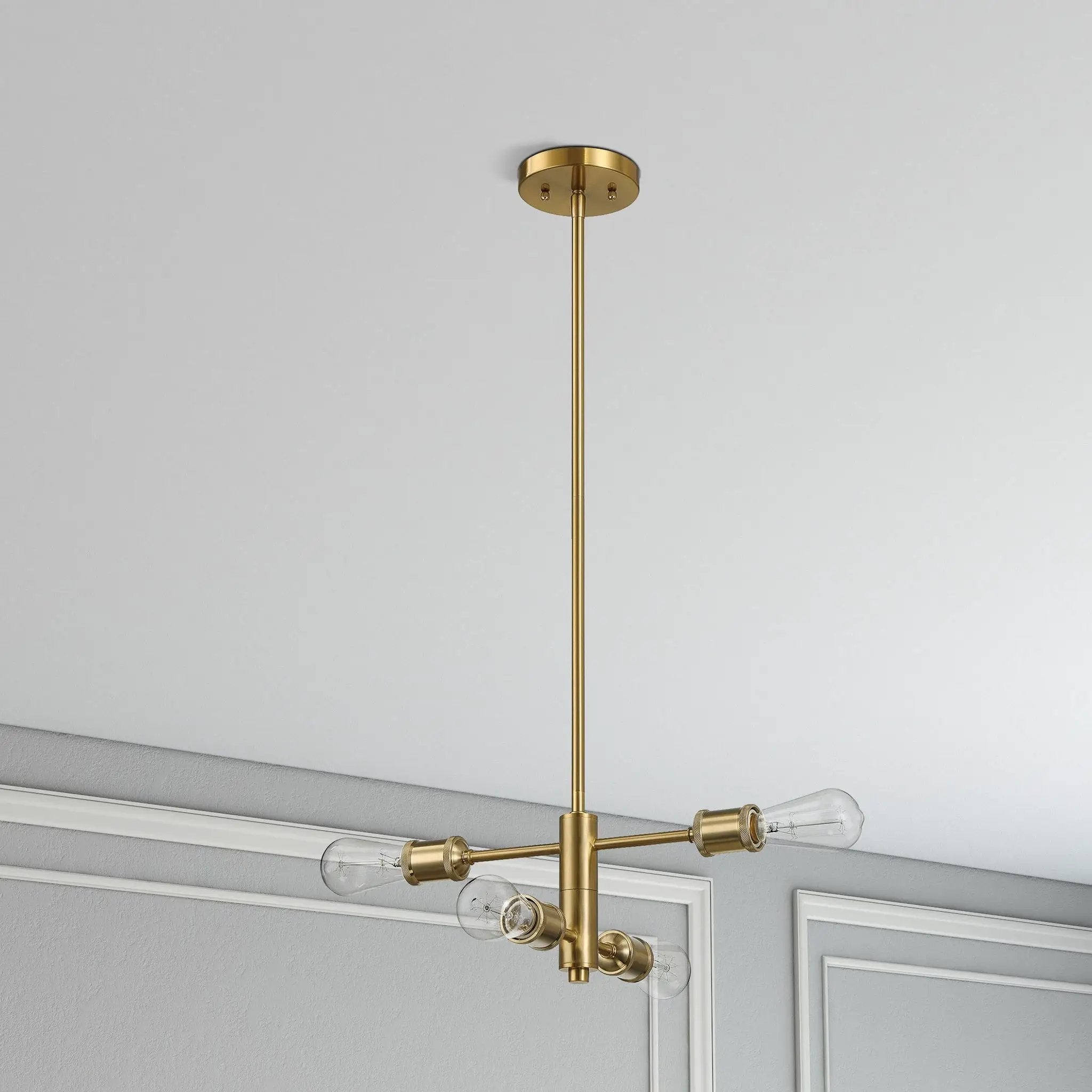 Trellis - 4 Lights Modern Gold Chandelier Vintage Pendant Fixture For Living Room - Clear / Gold by HouseOfZazla