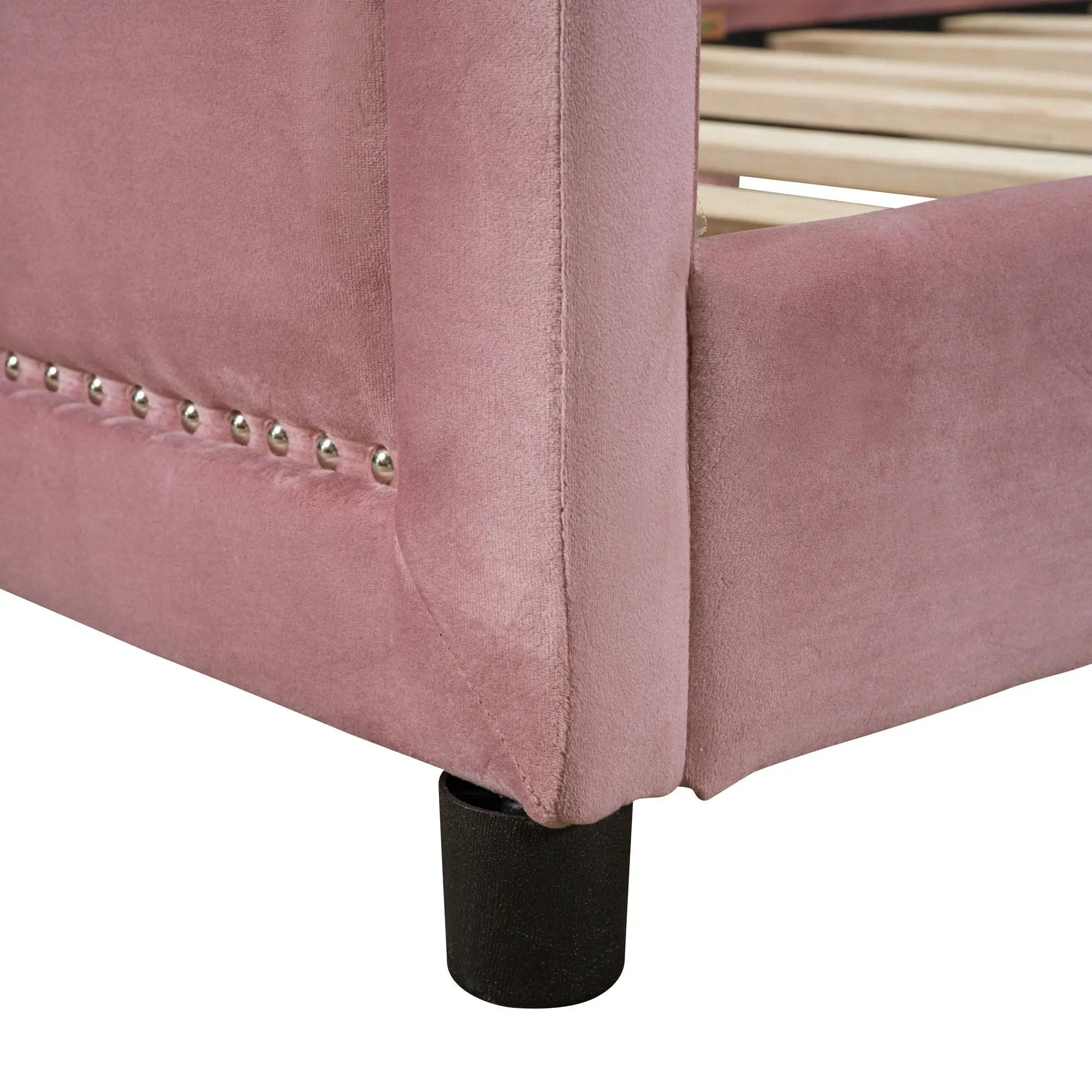 Upholstered Daybed With Classic Stripe Shaped Headboard by HouseOfZazla