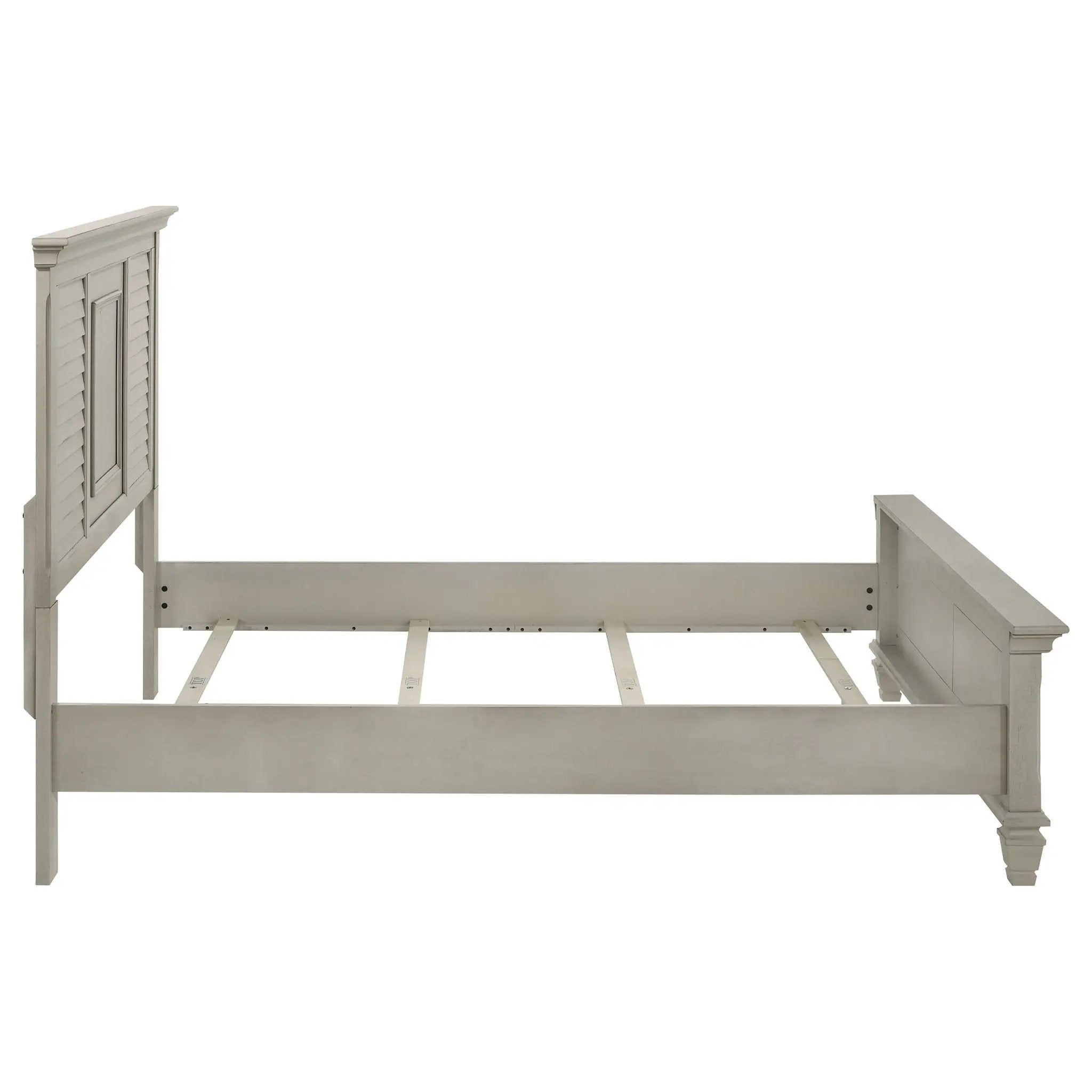 Franco Wood Queen Panel Bed Distressed White by Unique Piece Furniture