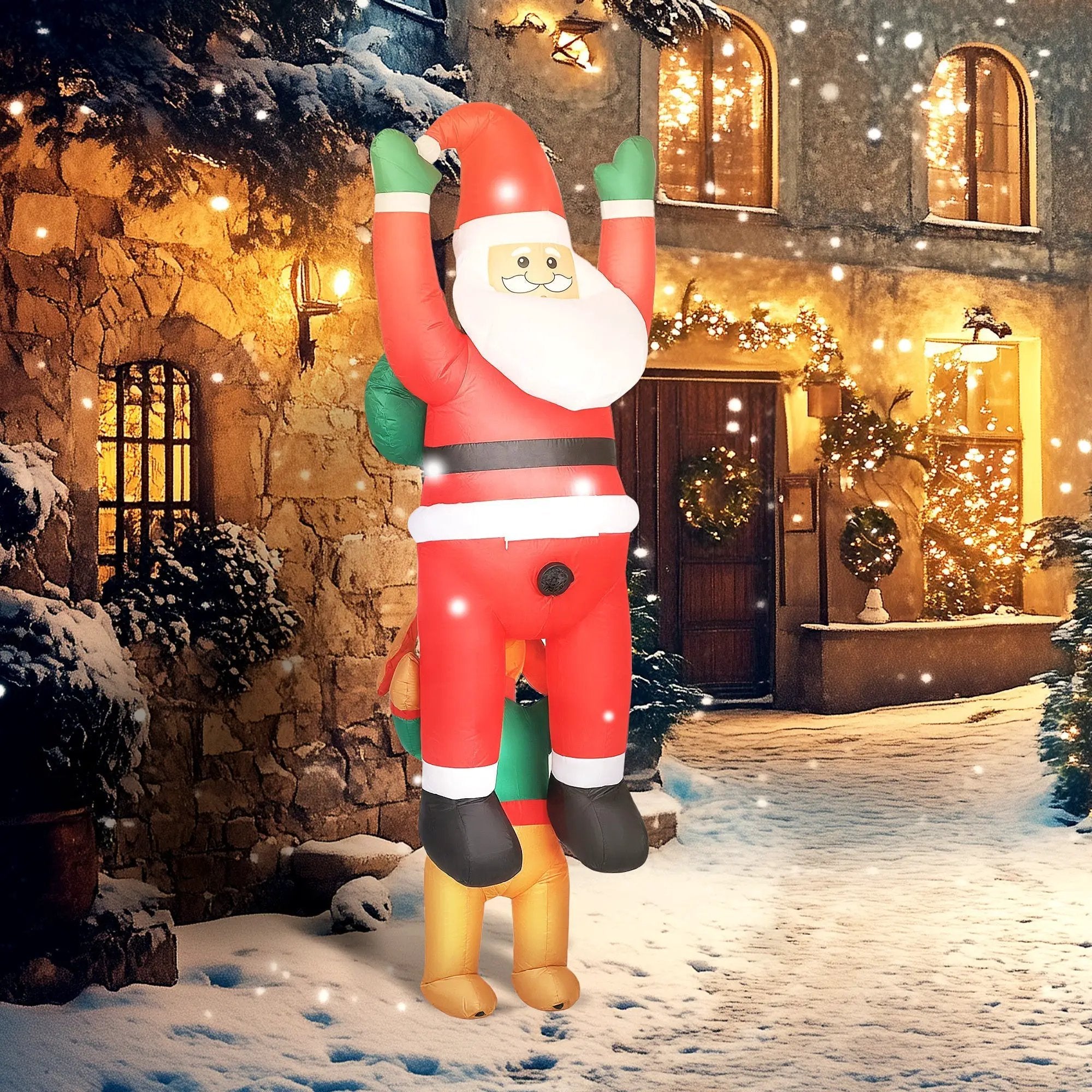 7ft Hanging Christmas Inflatable Santa with Dog by HouseOfZazla