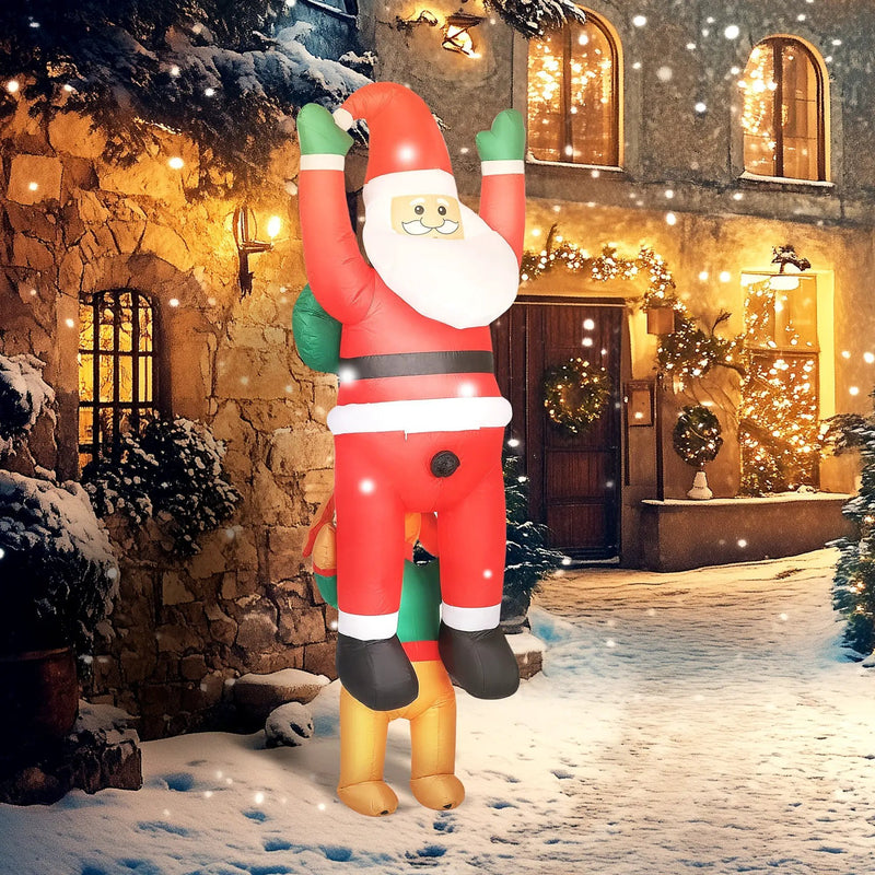 7ft Hanging Christmas Inflatable Santa with Dog by HouseOfZazla