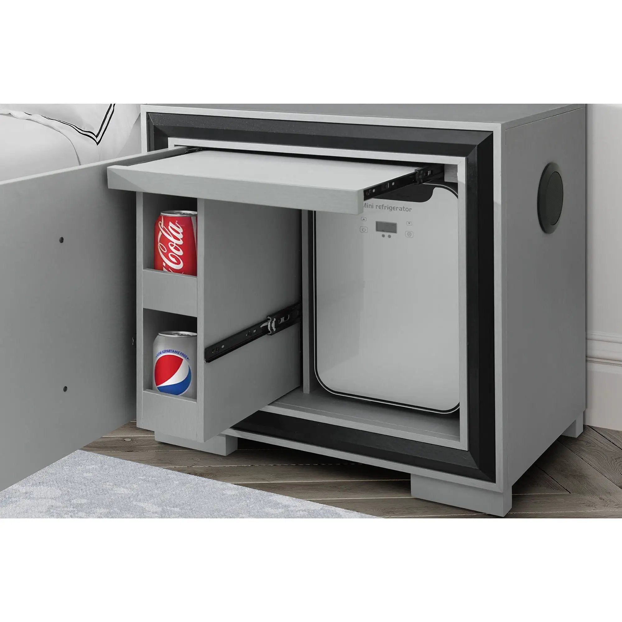 Adelaide - Nightstand With Cooler And Speaker - Gray / Black by Unique Piece Furniture