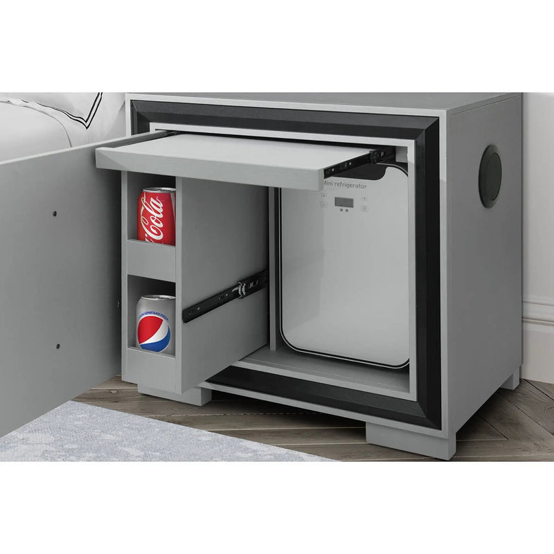Adelaide - Nightstand With Cooler And Speaker - Gray / Black by Unique Piece Furniture