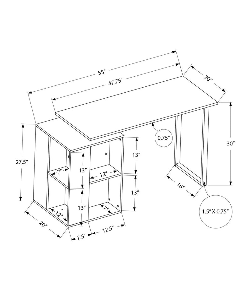 Computer Desk with Left/Right Setup and Storage Shelves by HouseOfZazla