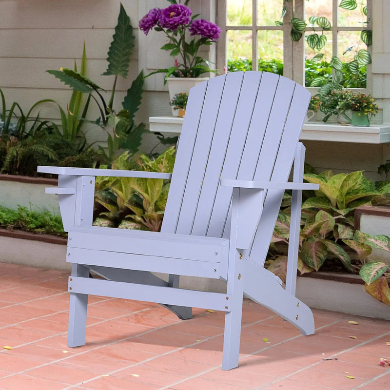 Classic Wood Adirondack Chair with Cupholder by HouseOfZazla
