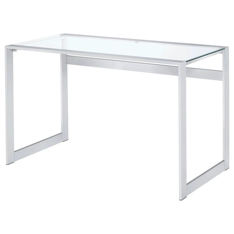 Hartford 47-inch Glass Top Writing Desk Chrome by Unique Piece Furniture