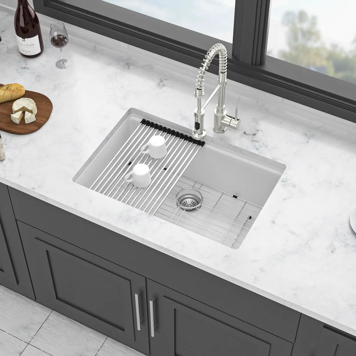 Quartz Kitchen Sink, Composite Workstation, Undermount by HouseOfZazla