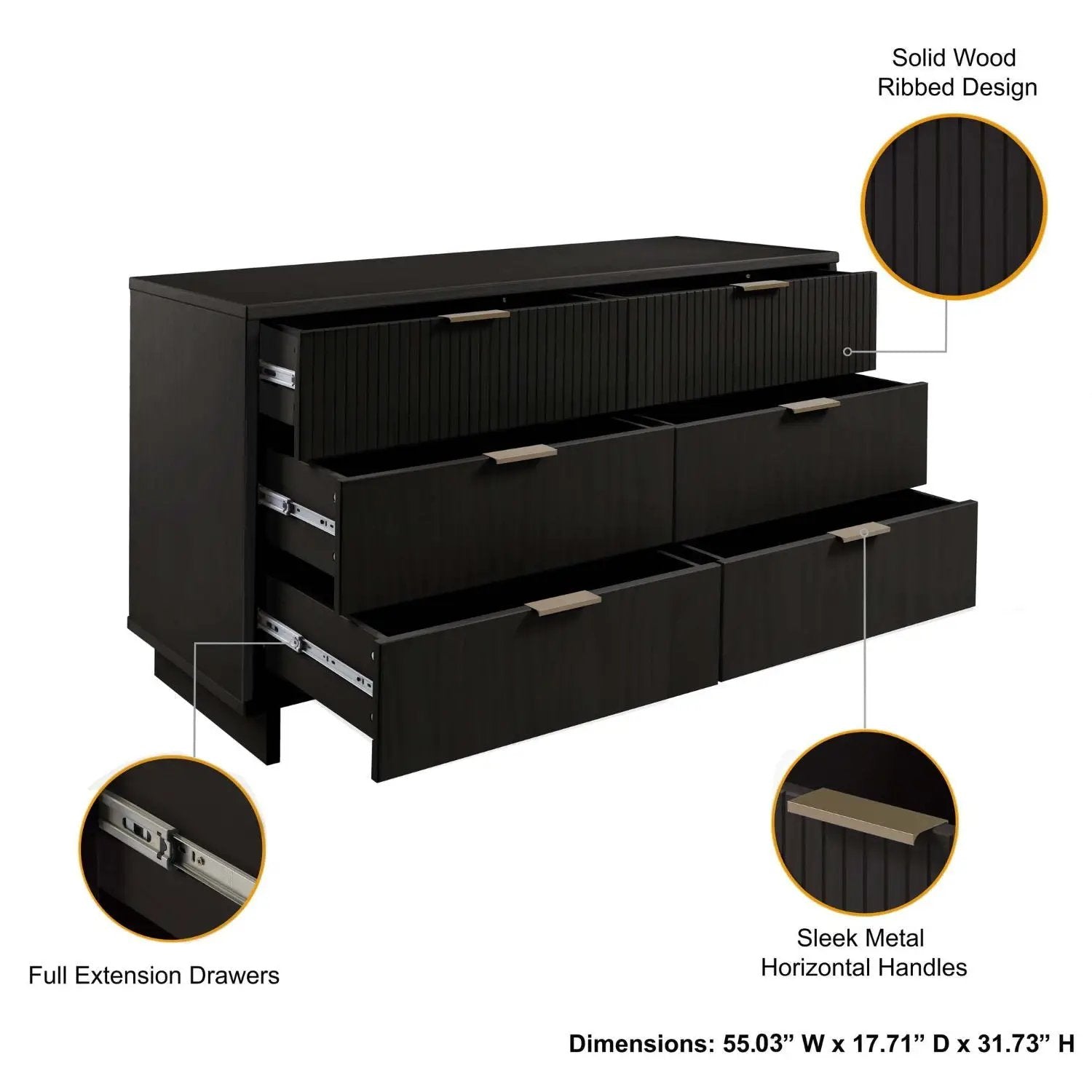 Granville - Dresse With 6 Drawers by HouseOfZazla