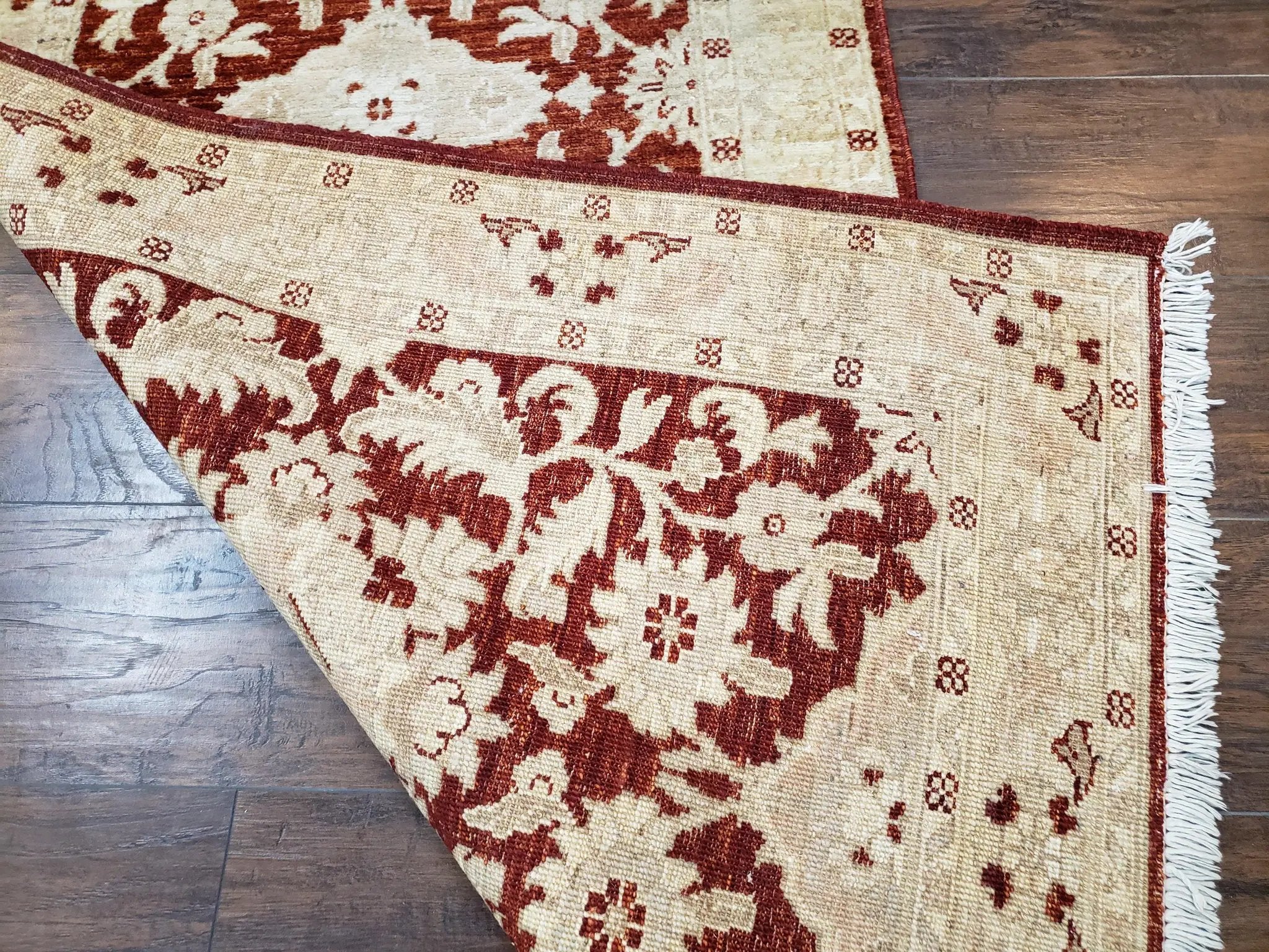 21 ft Runner Rug Long Hallway Runner, 3 x 21 Corridor Rug, Peshawar Pak Persian Chobi Agra Rug, Maroon and Beige Large Flowers Wool Handmade by Jewel Rugs