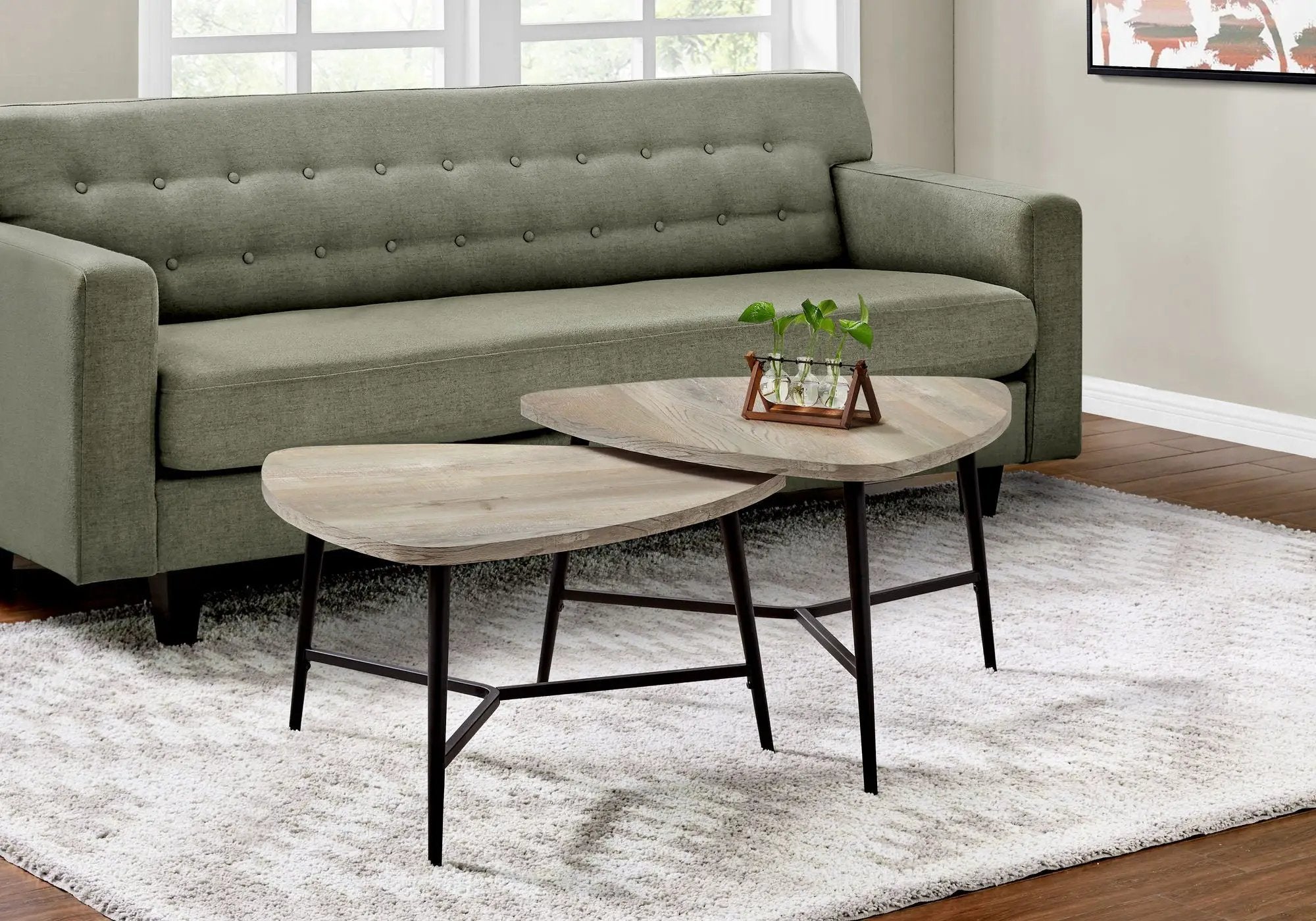 Table Set, Coffee, End, Side, Accent, Living Room / Beige Laminate, Contemporary, Modern (Set of 2) - Taupe by Unique Piece Furniture