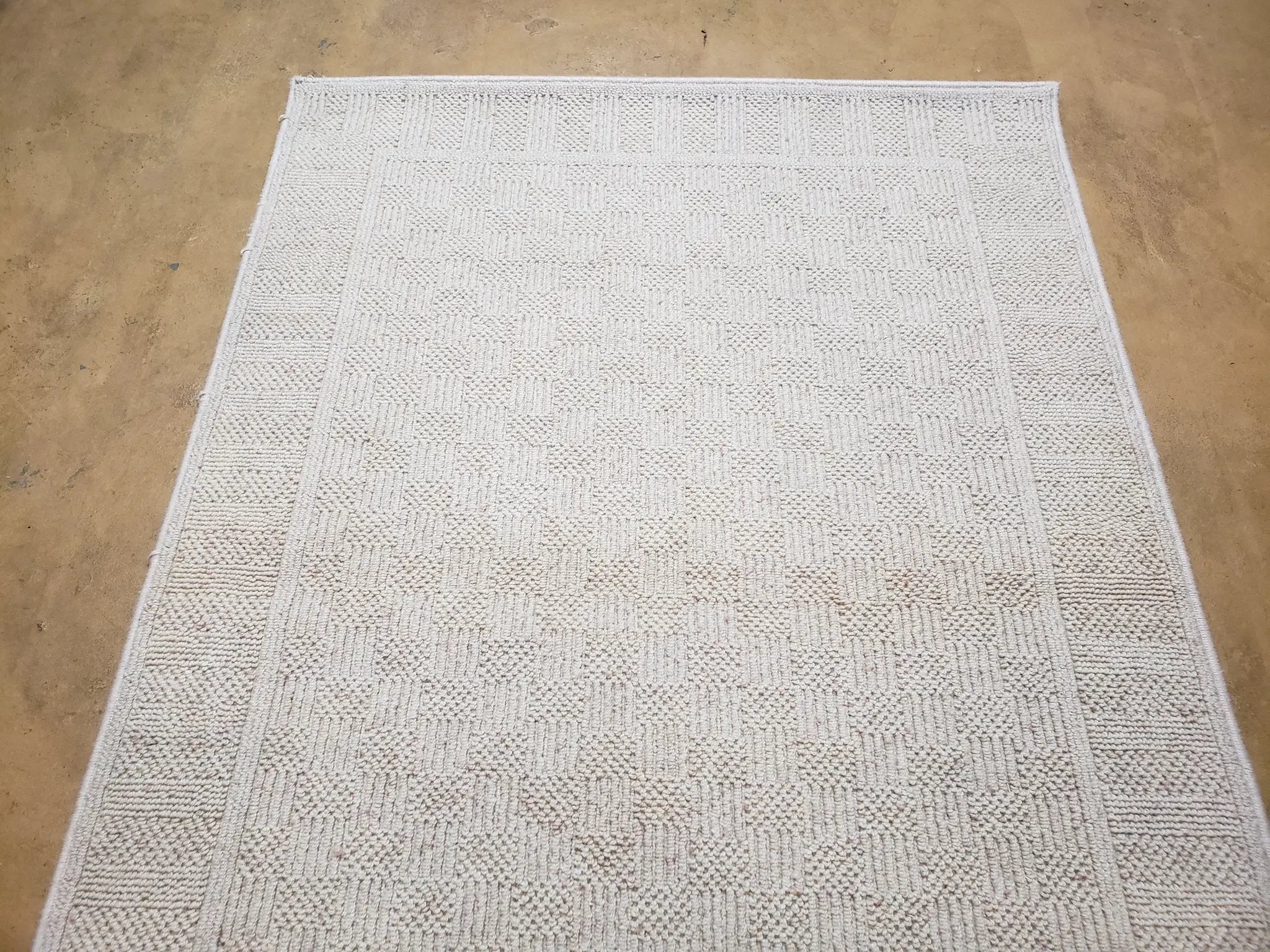 3x5 Karastan Rug Chaumiere Collection, Kara-Loc, Design #291/9866, Creme Color, Textured Squares II Patern, 3'6" x 5' 3" Carpet by Jewel Rugs