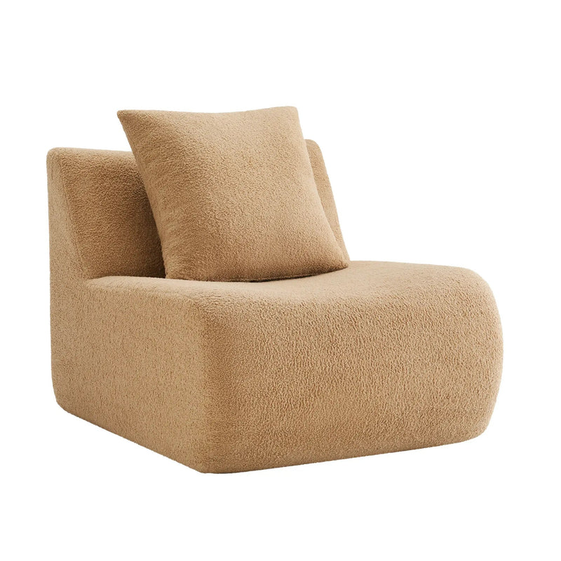 Armless Sofa With Pillow Teddy Fabric - Camel by HouseOfZazla
