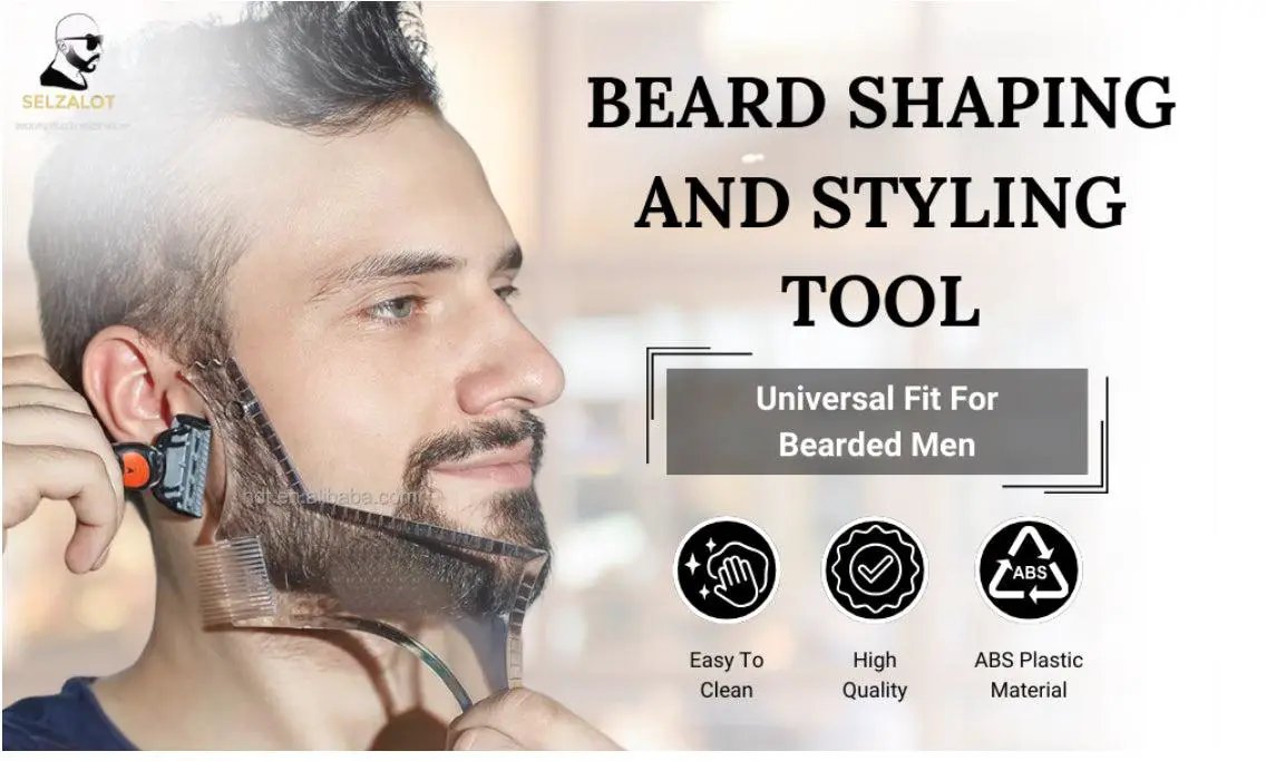 Beard Shaper for Men Beard Lineup Tool for Grooming Beard Guide Shaping Tool for Straight & Curve Cut Barber Tools Goatee Shaper Beard Template for Men to Style Facial Hair by Selzalot