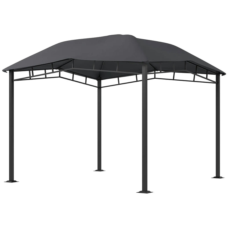 Outsunny - 10' x 10' Soft Top Patio Gazebo Outdoor Canopy With Unique Geometric Design Roof, All-Weather Steel Frame - Gray by HouseOfZazla