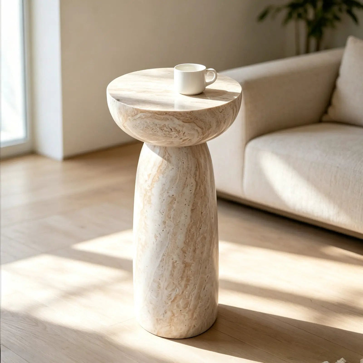 Natural Stone Grain Mushroom Shape Side Table by HouseOfZazla
