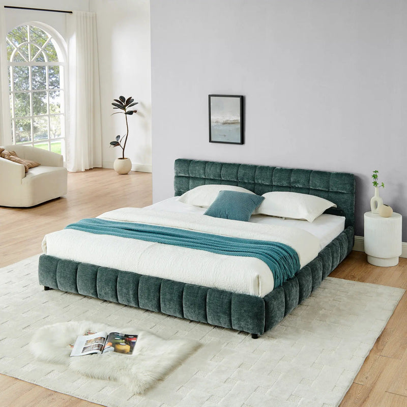 Modern Platform Bed Frame With Thick Fabric by Unique Piece Furniture
