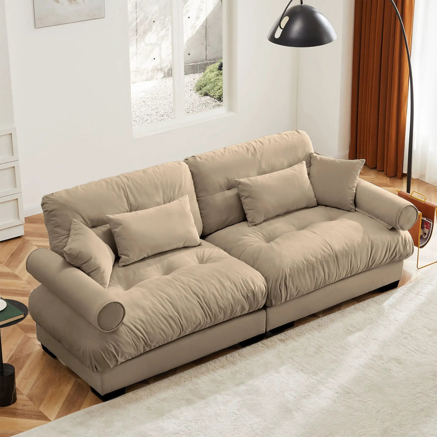 Modern Oversize Sofa With Cloud Like Comfort, Featuring Waist And Throw Pillows by Unique Piece Furniture