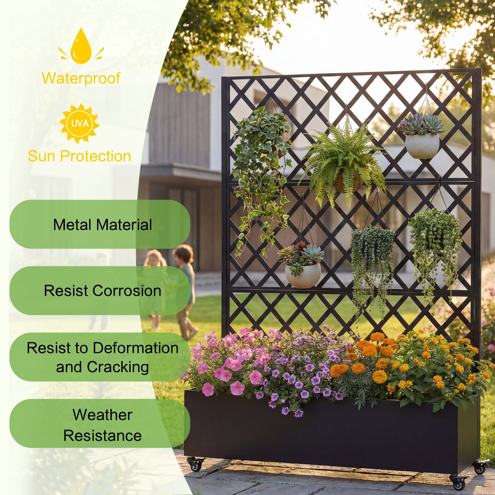 Metal Raised Garden Bed with Wheels and Trellis by HouseOfZazla