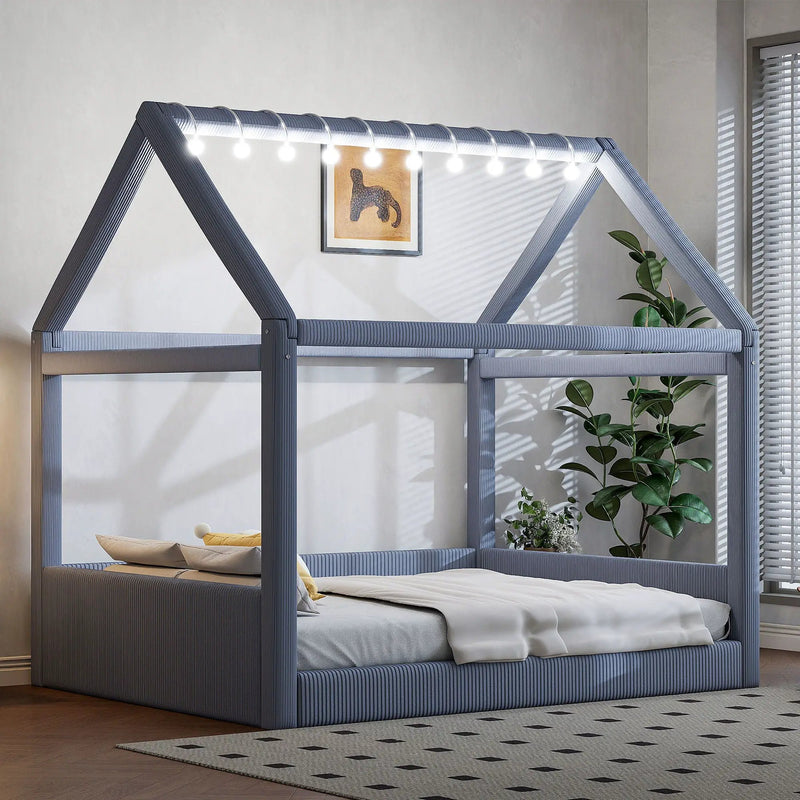 Upholstered House Style Daybed With LED Light Strips by HouseOfZazla