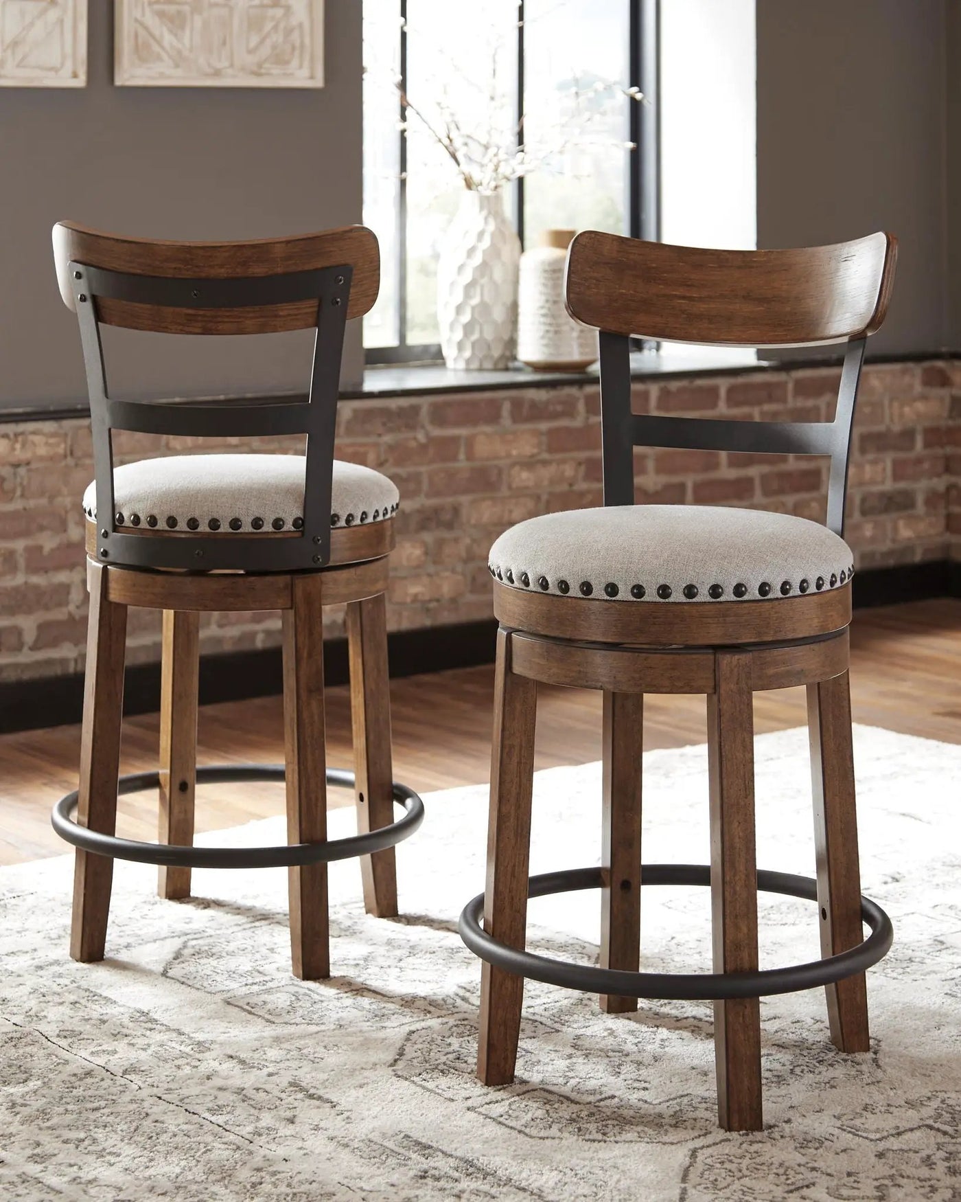 Valebeck - Full Back Swivel Stool by Unique Piece Furniture