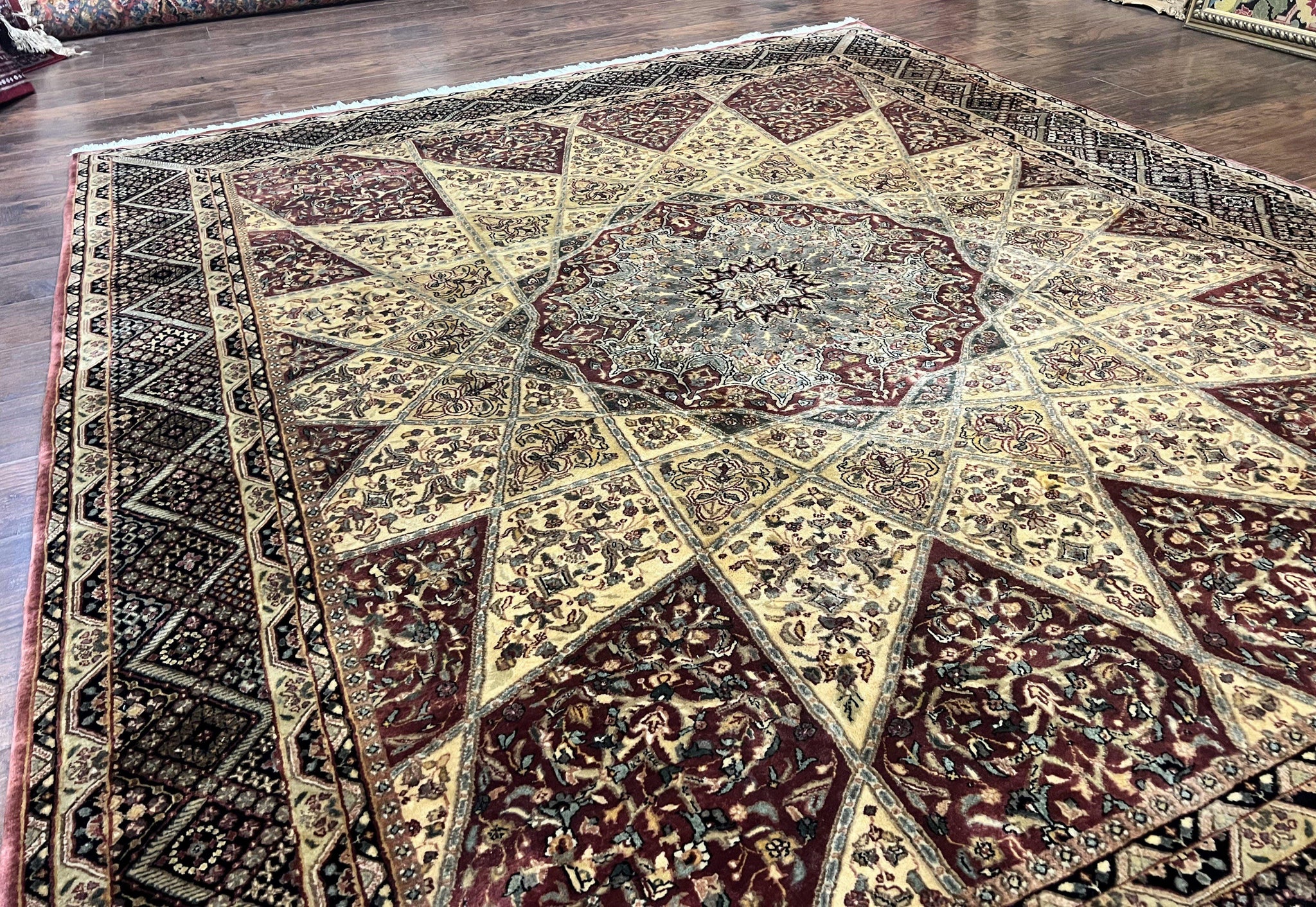 Indo Persian Rug 8x10, Dome Design, 210 KPSI, Handmade Vintage Wool Rug by Jewel Rugs