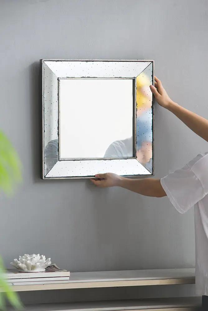 Distressed Accent Mirror, Traditional Style Framed Wall Mirror For Living Room by HouseOfZazla