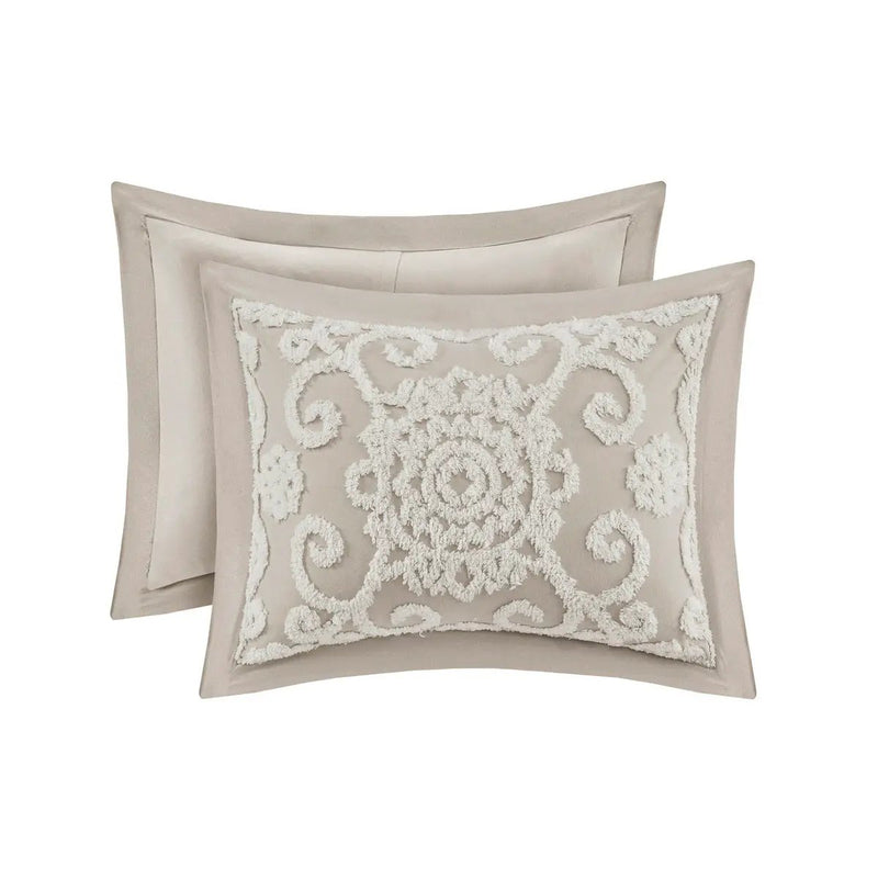 Cotton Comforter Mini Set Taupe King by HouseOfZazla