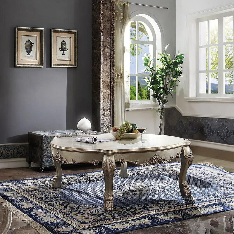 Dresden II - Coffee Table - Gold Patina & Bone by Unique Piece Furniture