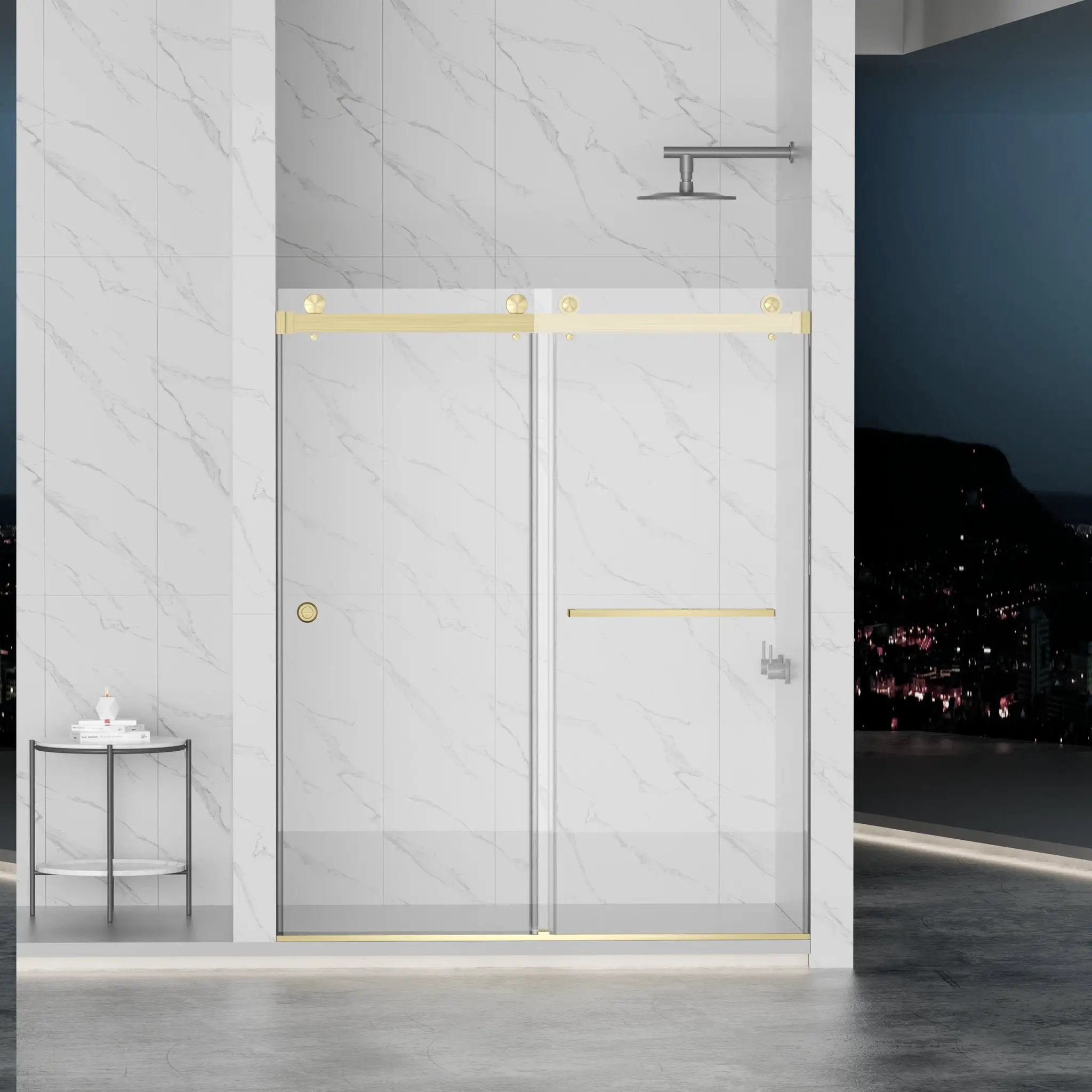 Frameless Shower Door with Double Sliding Design by HouseOfZazla