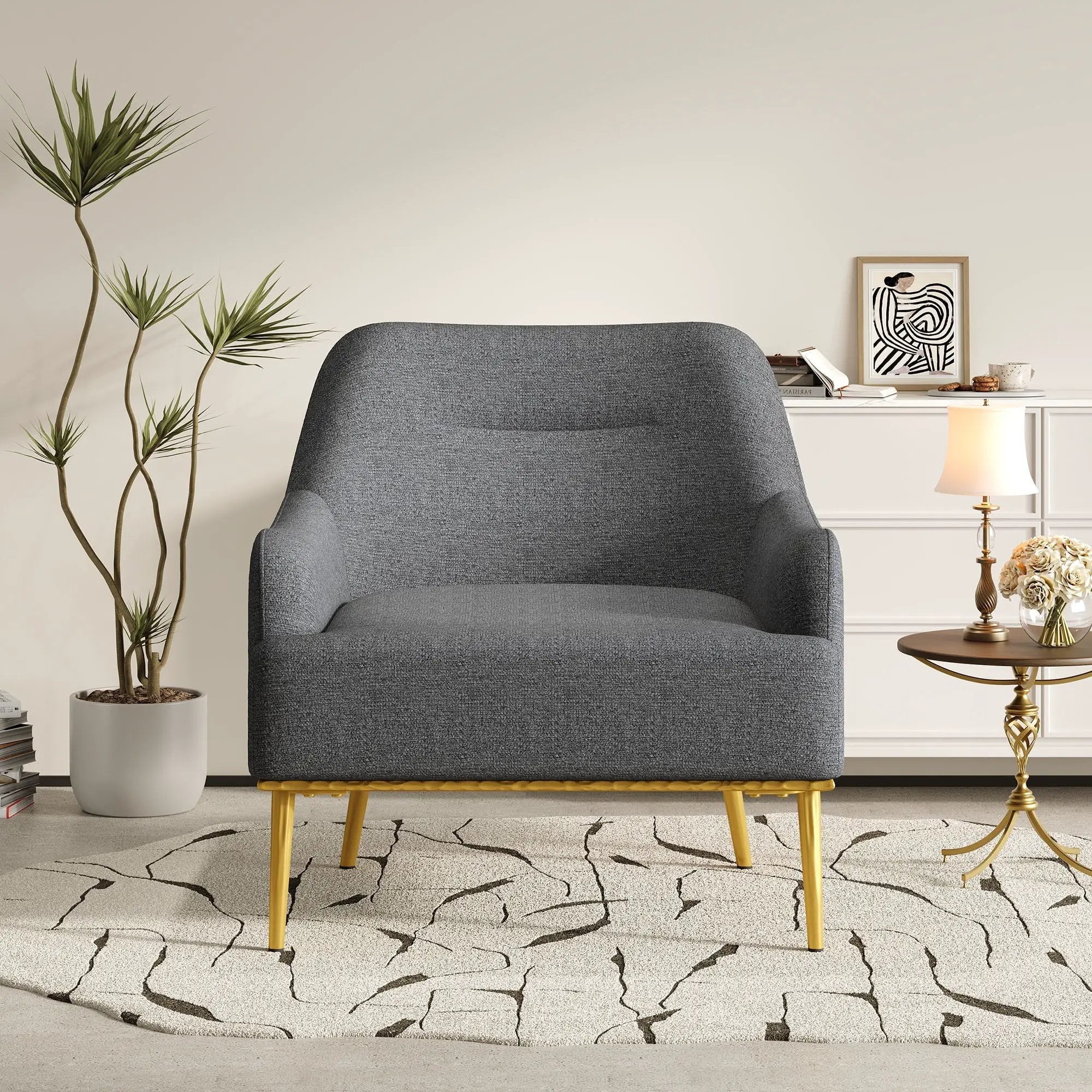 Modern Elegance Accent Chair With Curved Backrest by HouseOfZazla