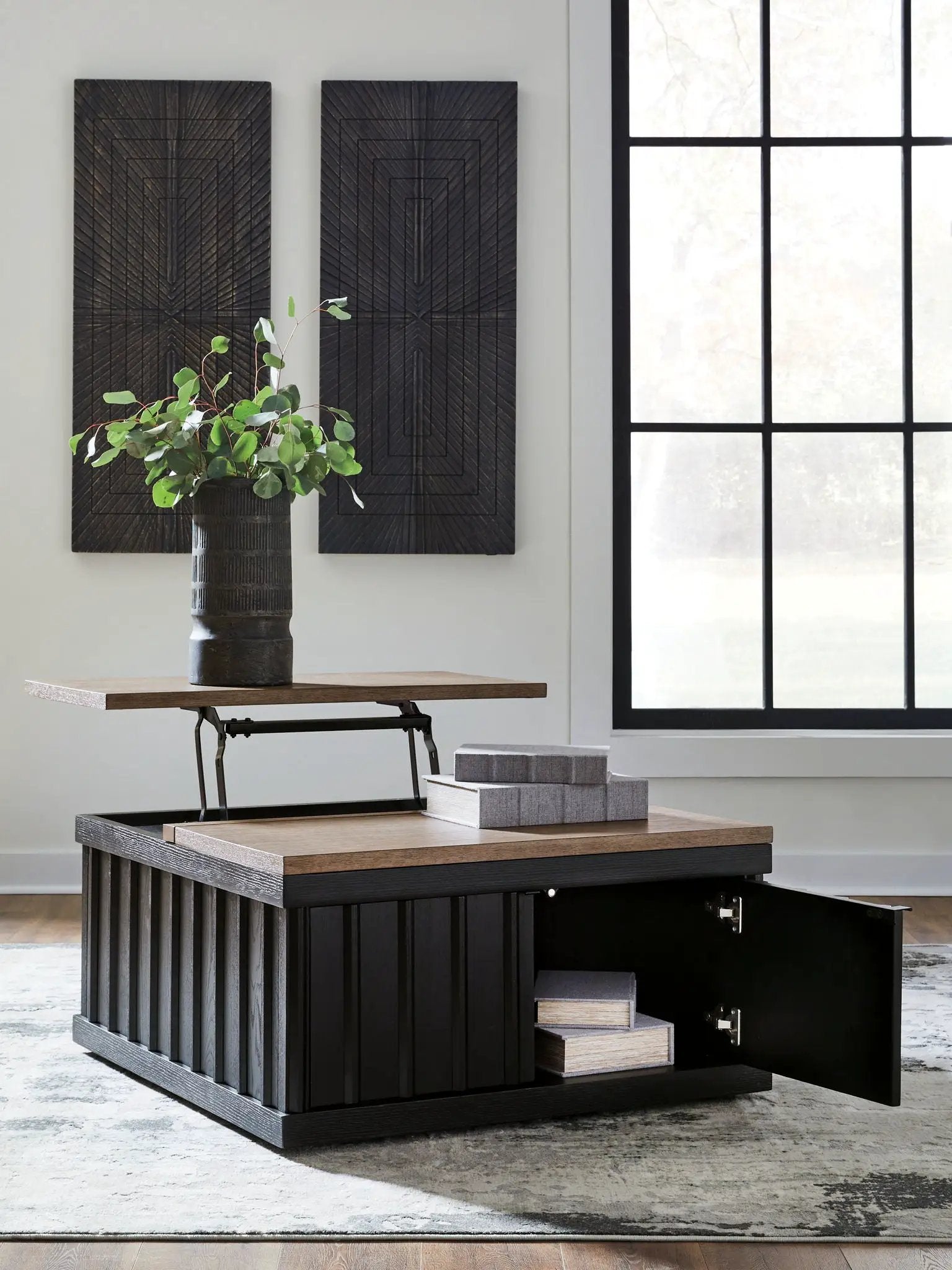 Rylandyn - Lift Top Cocktail Table - Black / Light Brown by Unique Piece Furniture