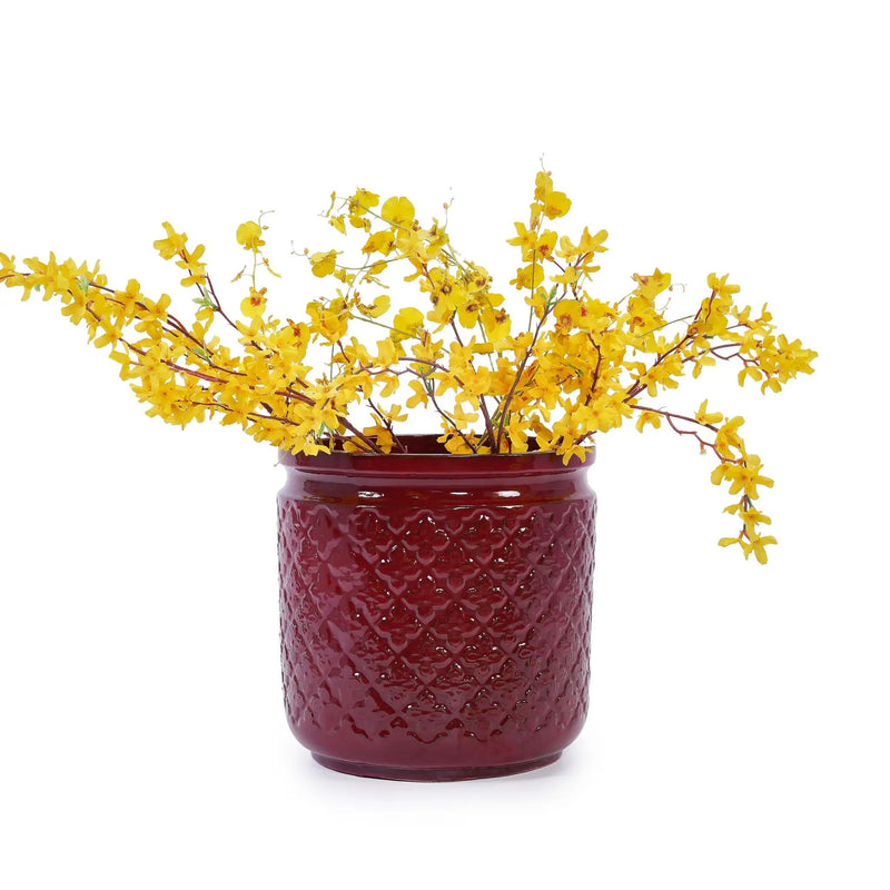 3 Pieces Ceramic Flowerpot Set, Bean Paste Red by HouseOfZazla