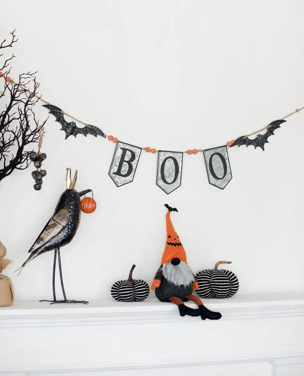 Iron Boo Banner With Bats, For Halloween Holiday Decor - Black / Gray / Orange by Unique Piece Furniture
