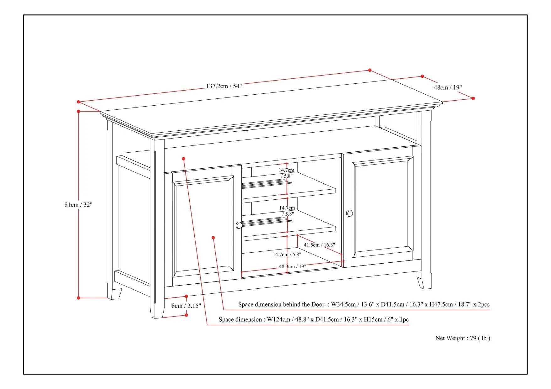 Amherst - TV Media Stand, Handcrafted by HouseOfZazla