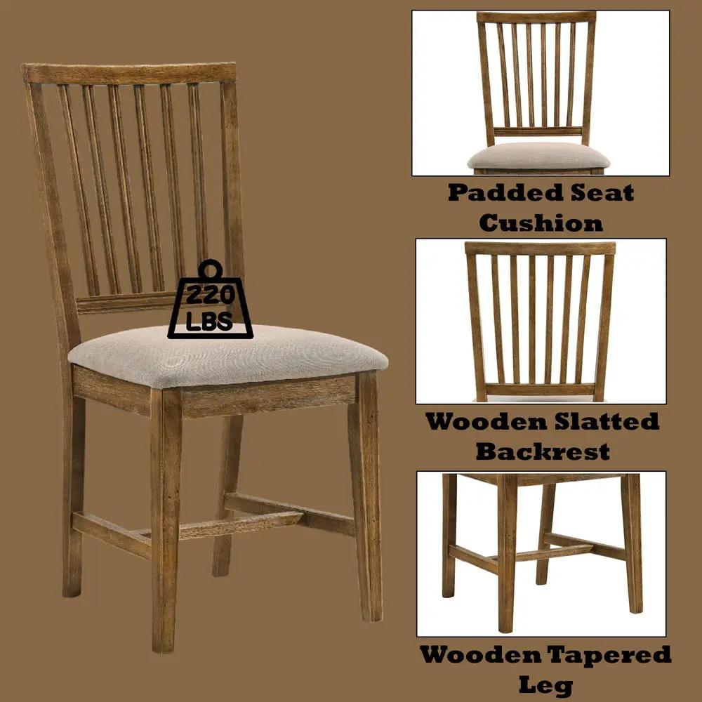 Wallace II - Side Chair (Set of 2) - Tan Linen & Weathered Oak by Unique Piece Furniture