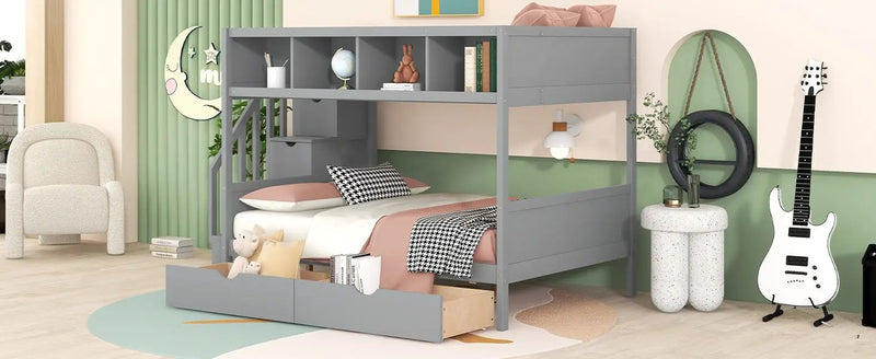 Bunk Bed With Shelfs, Storage Staircase And 2 Drawers by HouseOfZazla