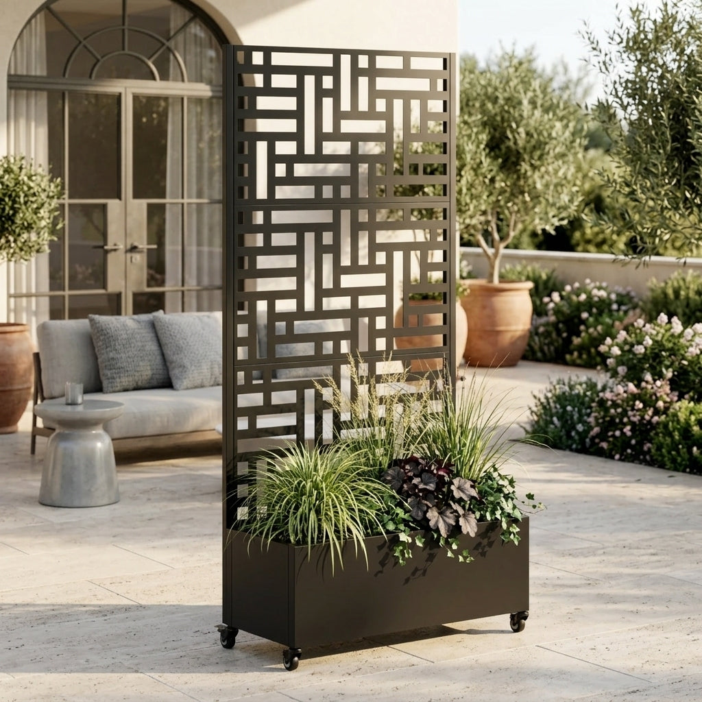 Metal Planter Box with Trellis, 73"x35"x16" Raised Garden Bed by HouseOfZazla