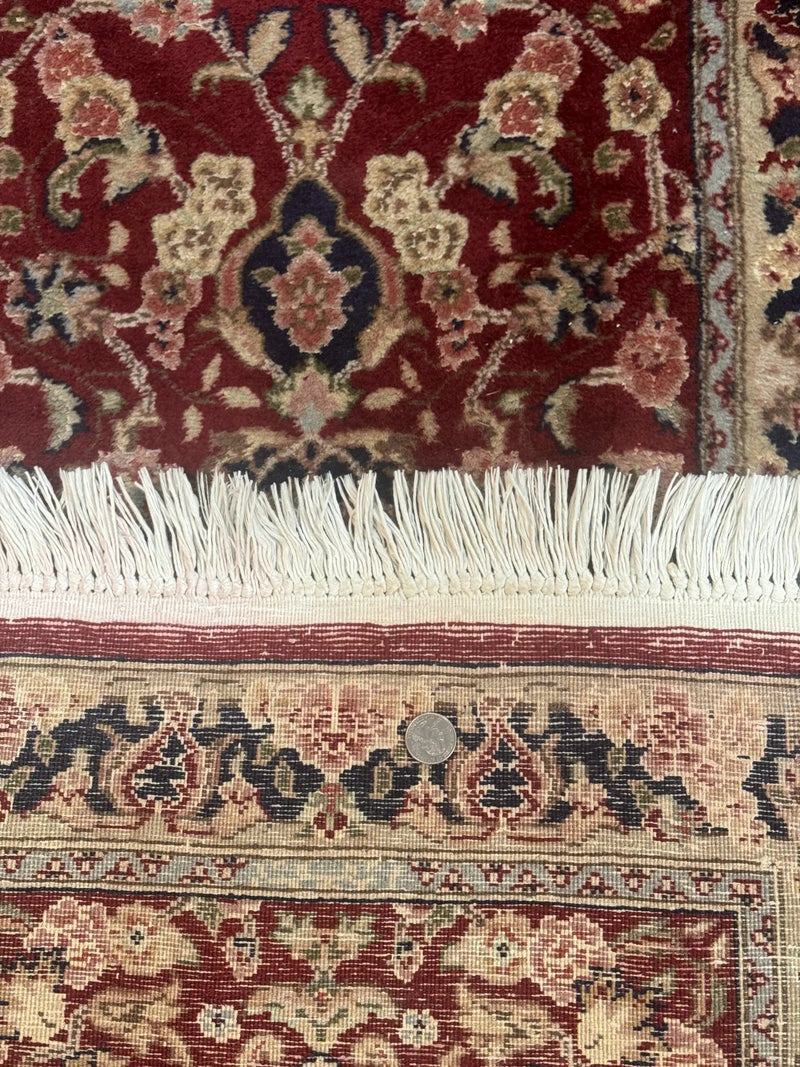 Short Runner Rug 2x6, Fine 200 KPSI, Red Floral Medallion, Wool and Silk Highlights, Persian Runner Rug, Traditional, Sino Persian by Jewel Rugs