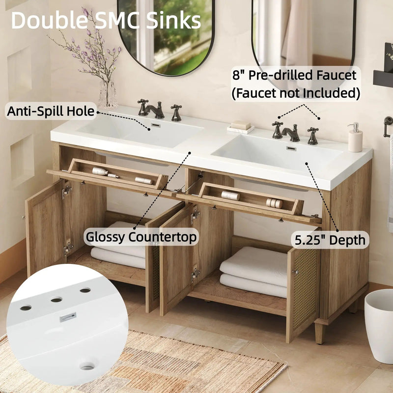 Bathroom Vanity With Double Sink, Large Storage Space by HouseOfZazla