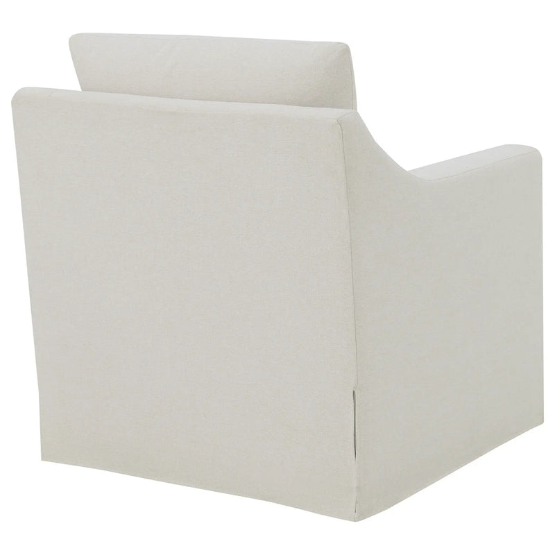 Winter Upholstered Sloped Arm Accent Swivel Chair Beige by Unique Piece Furniture